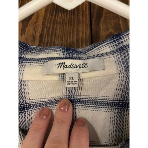 Madewell Cropped Boxy Plaid Flannel XL - Picture 4 of 5